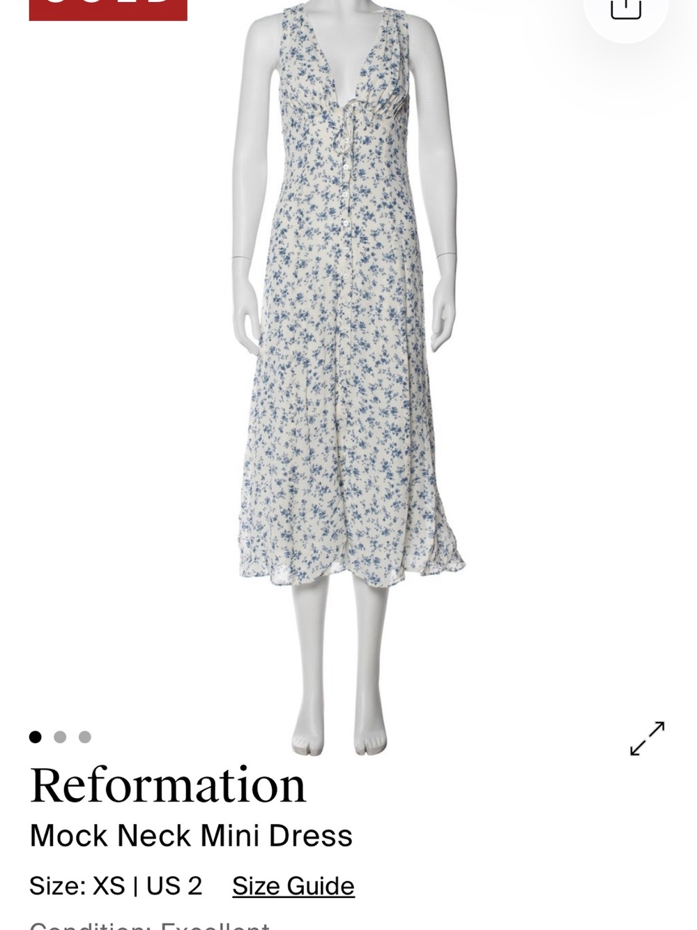 Reformation White Midi Skirt with Blue Floral Print